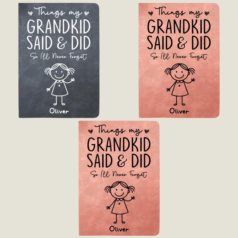 Things My Grandkids Said - Personalized Custom Leather Journal - Image 12