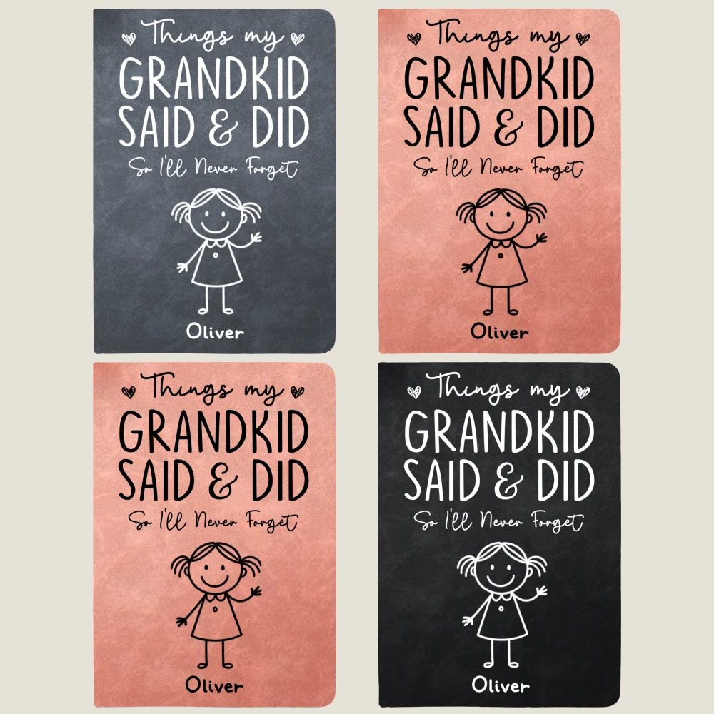 Things My Grandkids Said - Personalized Custom Leather Journal - Image 13