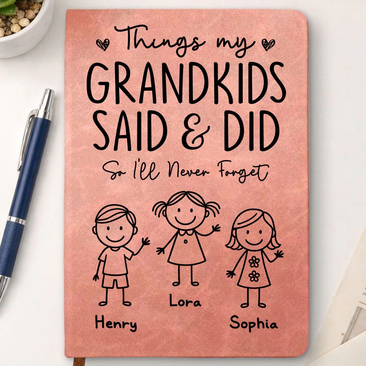 Things My Grandkids Said - Personalized Custom Leather Journal - Image 2