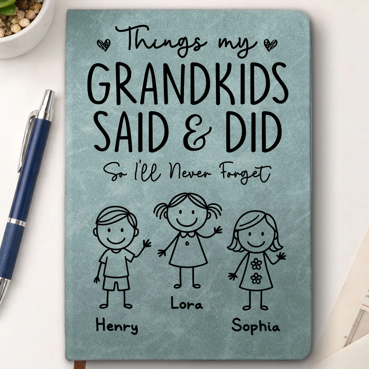 Things My Grandkids Said - Personalized Custom Leather Journal - Image 3