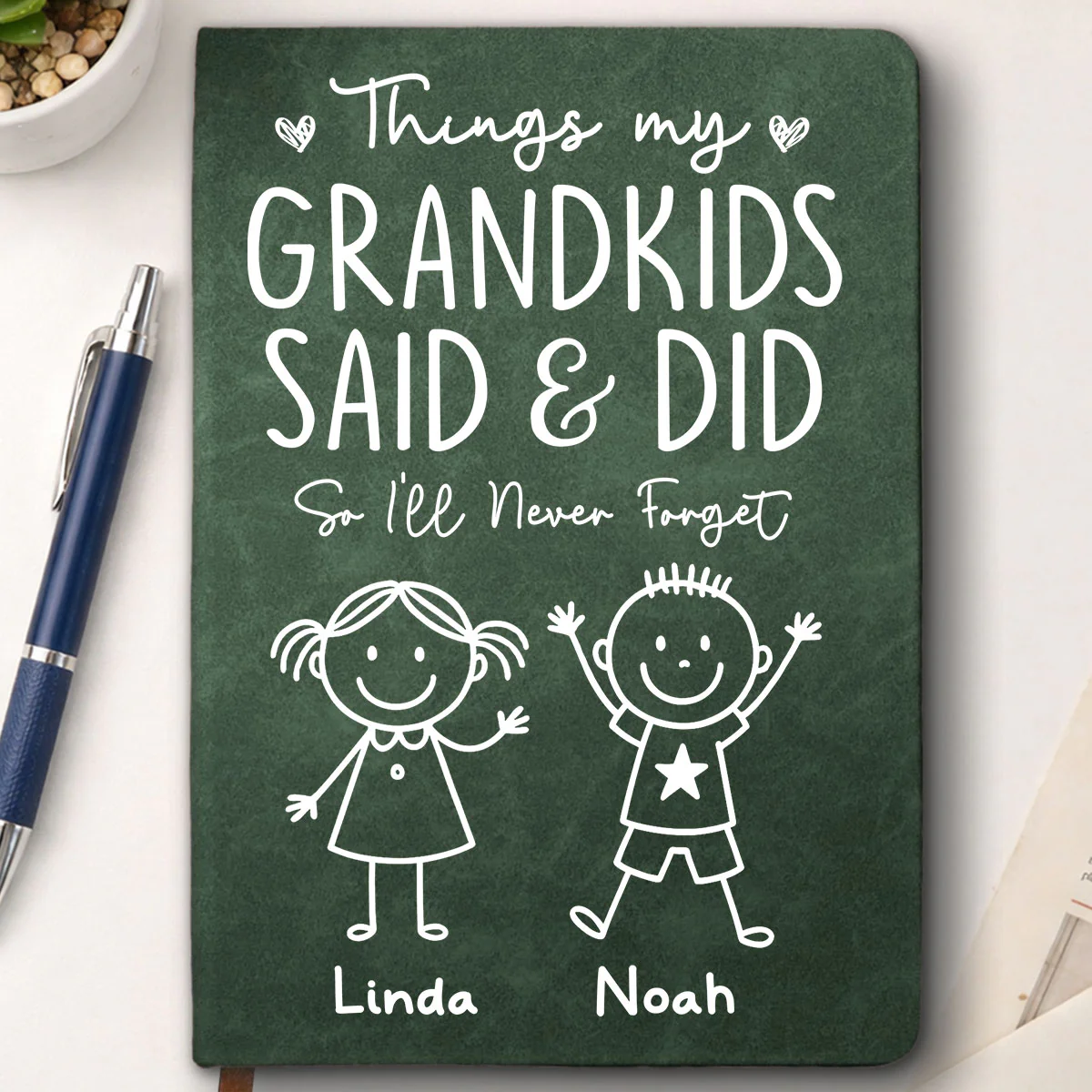 Things My Grandkids Said - Personalized Custom Leather Journal - Image 4