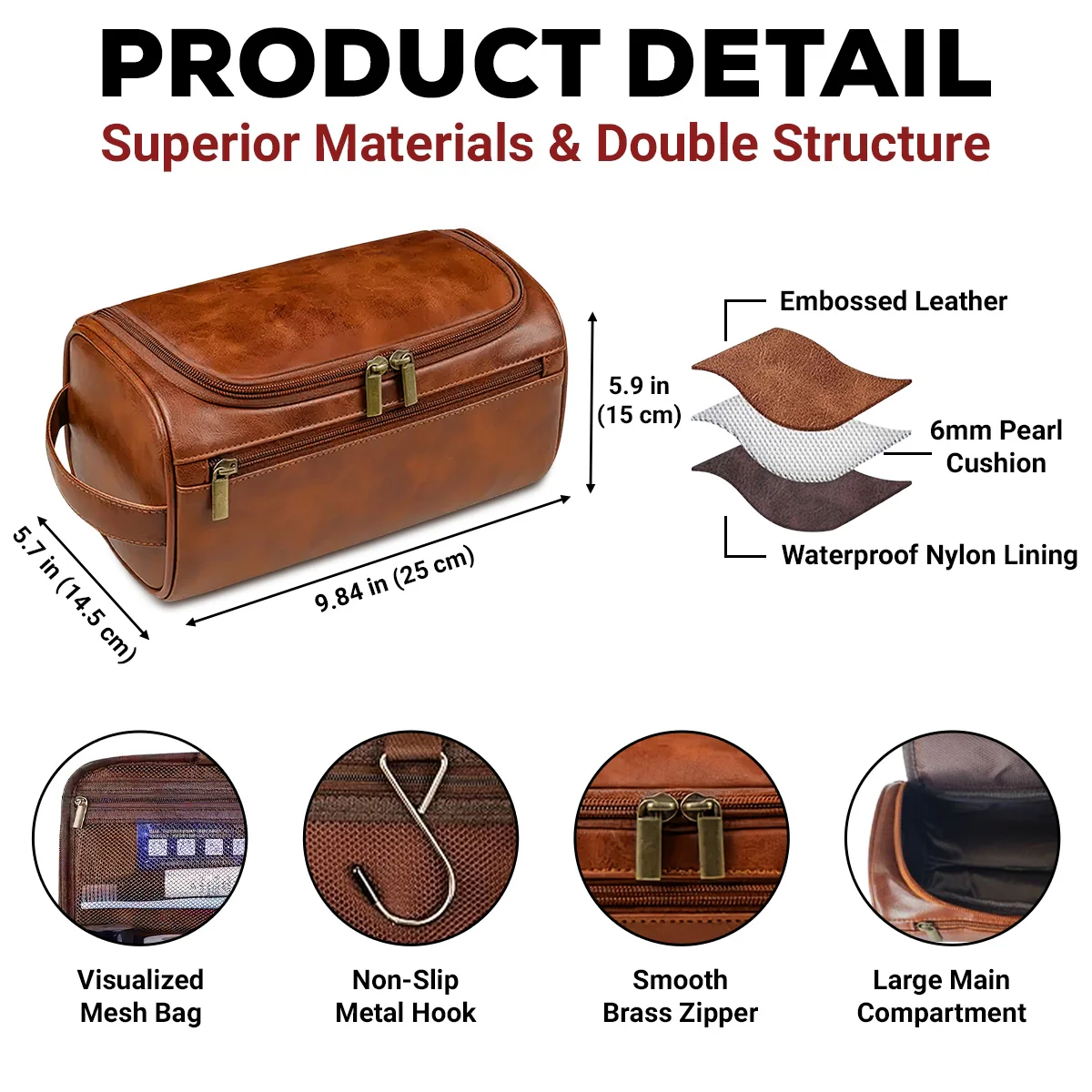 This Awesome Dad Belong To - Personalized Custom Leather Toiletry Bag - Image 5