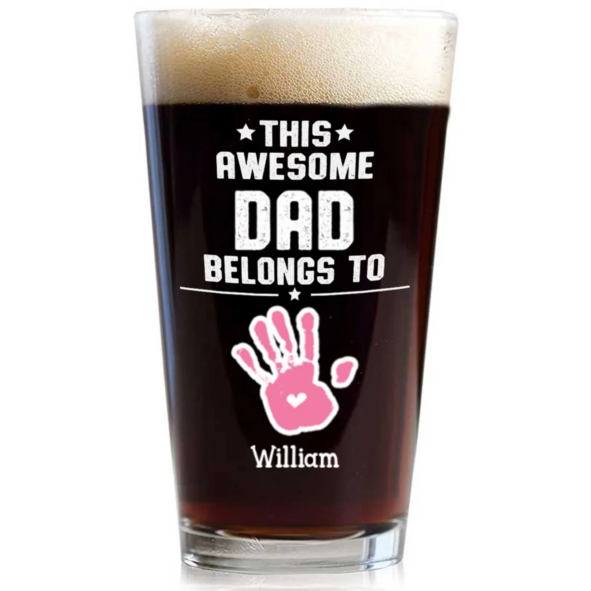 This Awesome Dad Belongs To - Personalized Custom Beer Glass - Image 8