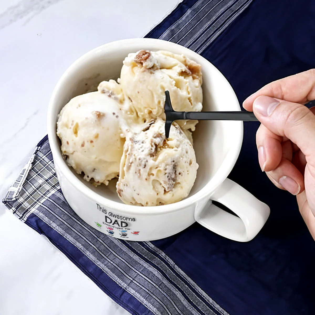 This Awesome Dad Belongs To - Personalized Custom Ceramic Bowl - Image 3