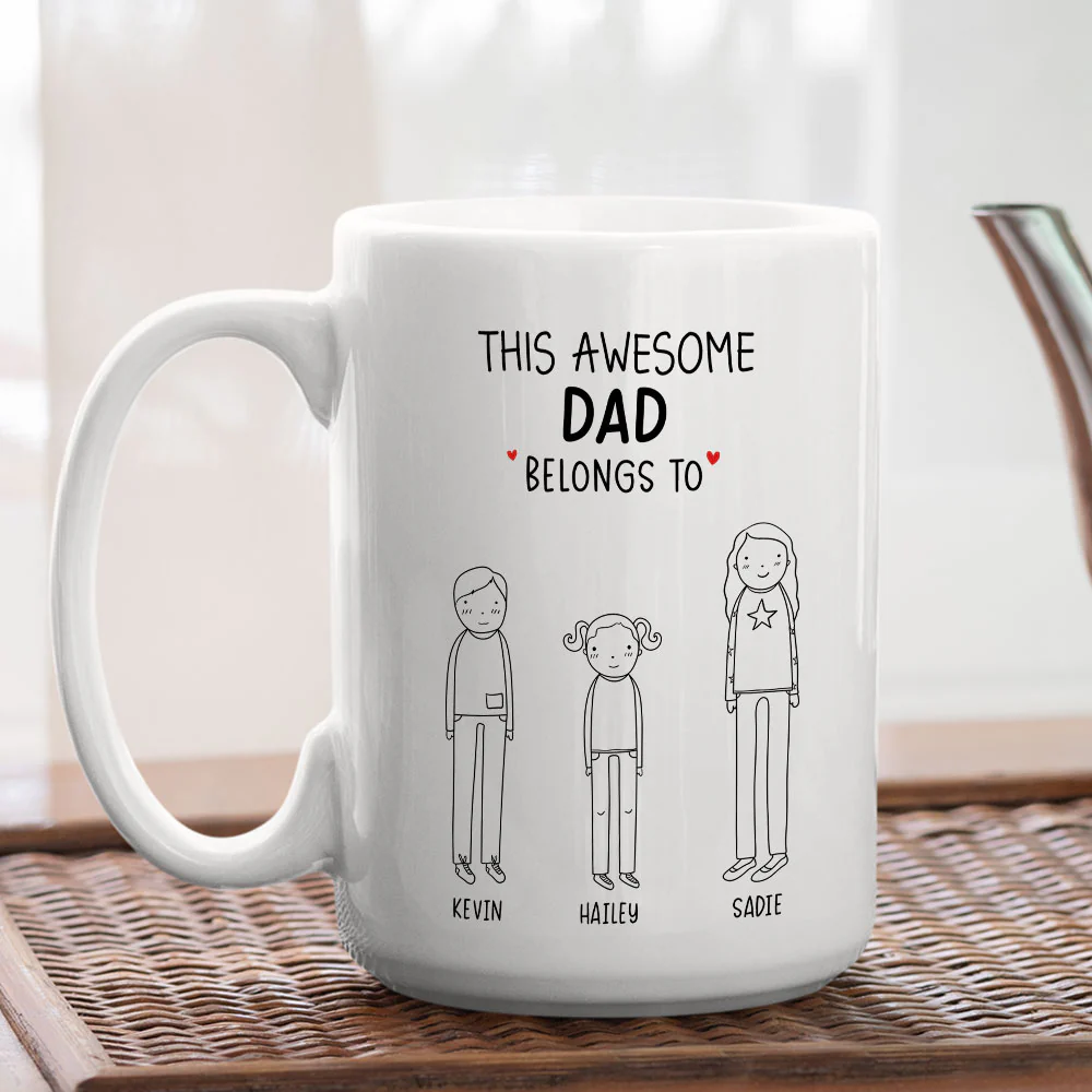 This Awesome Dad Belongs To - Personalized Custom Coffee Mug - Image 4
