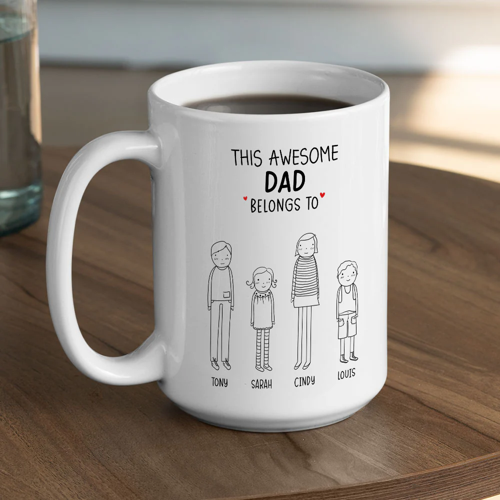 This Awesome Dad Belongs To - Personalized Custom Coffee Mug - Image 5