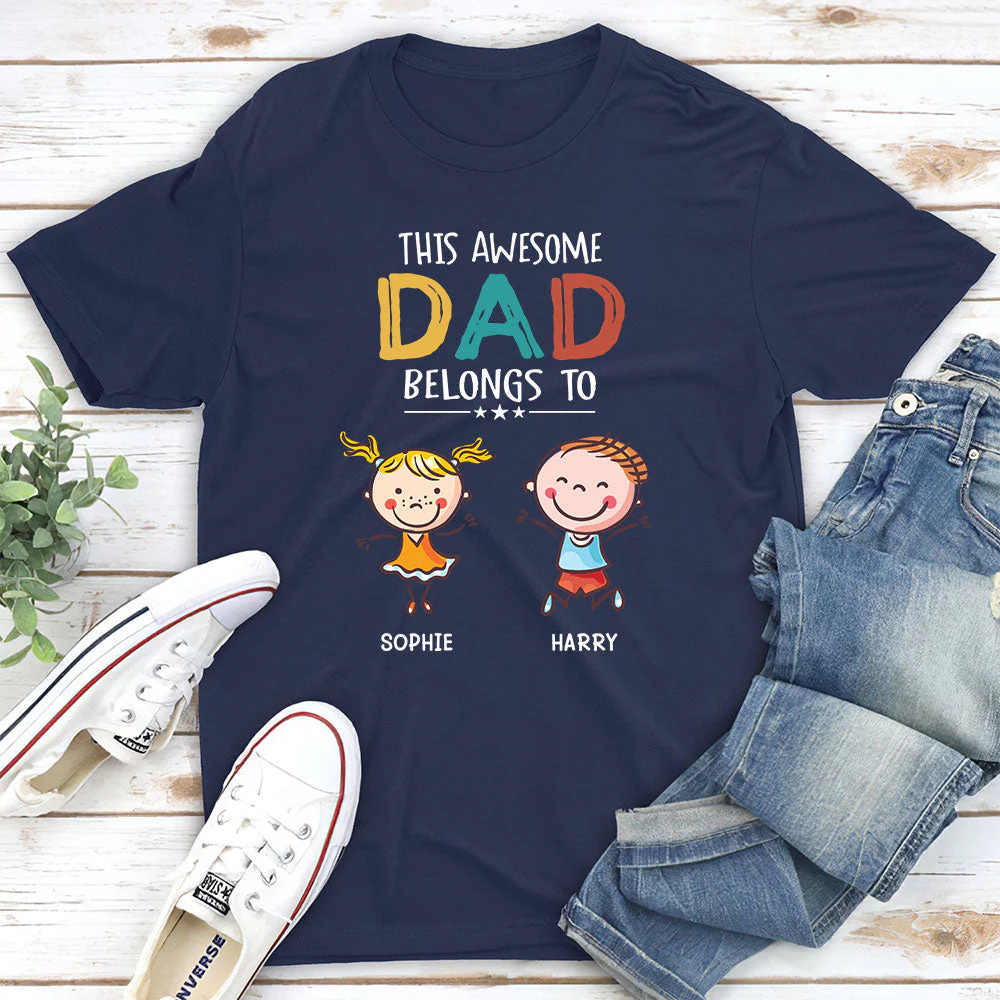 This Awesome Daddy Belongs To - Personalized Custom Shirt - Image 3