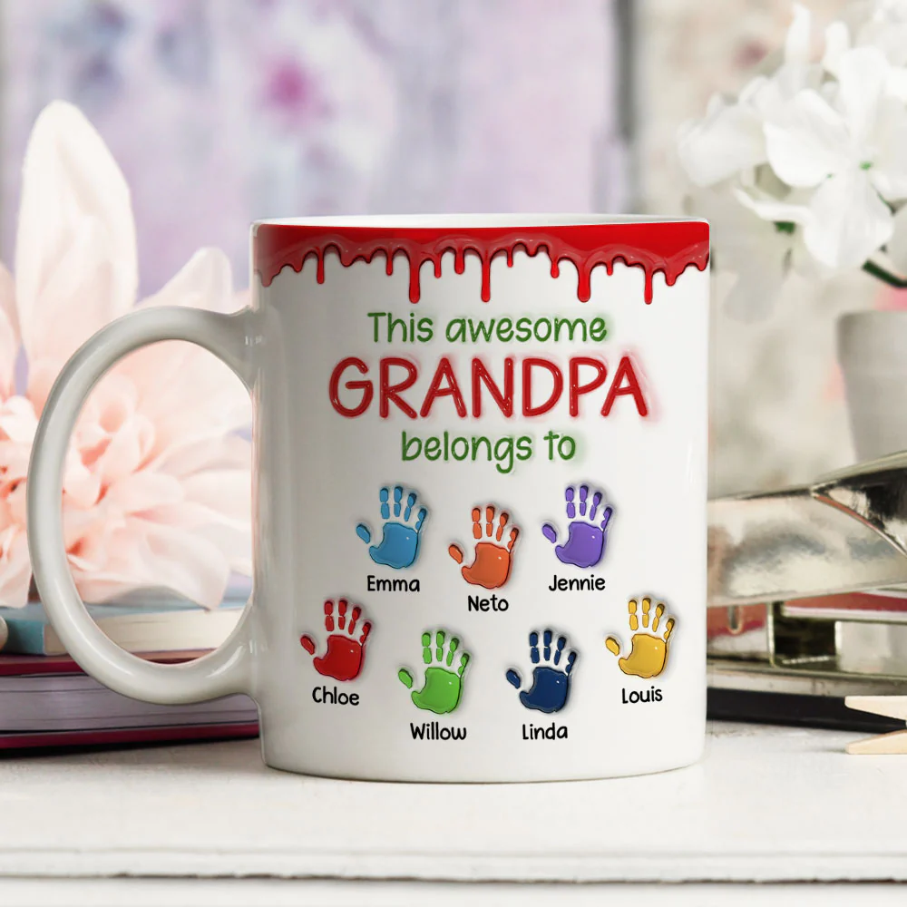 This Awesome Dad Belongs To Us - Personalized Custom 3D Inflated Effect Mug - Image 4