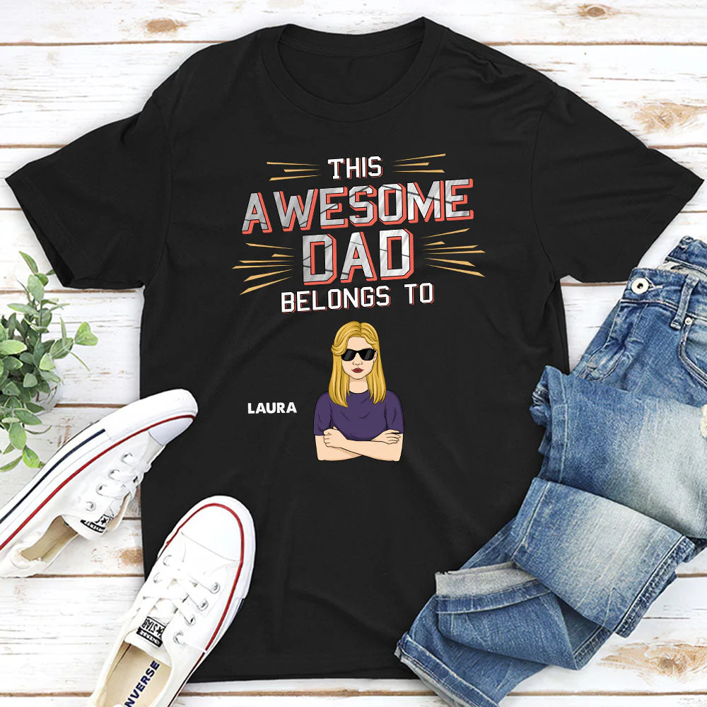 This Awesome Dad Belongs To Us - Personalized Custom Shirt - Image 2