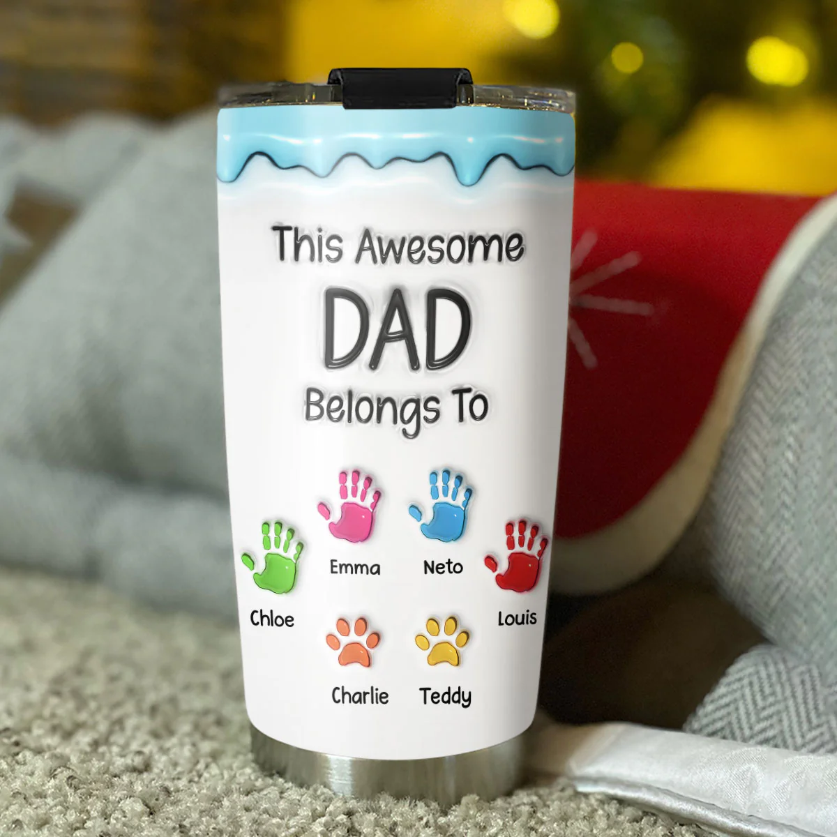 This Awesome Dad Grandpa Belongs To - Personalized Custom 3D Inflated Effect Tumbler - Image 4