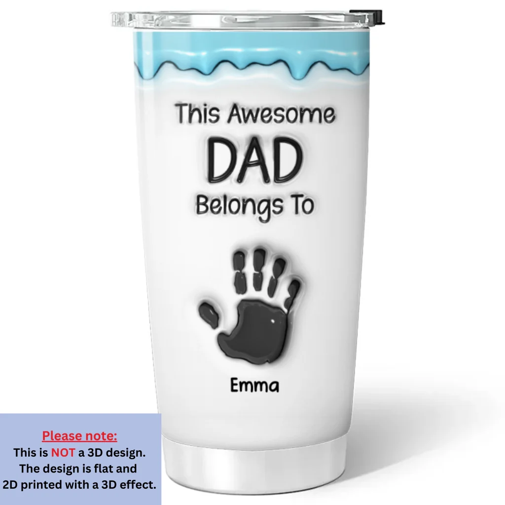 This Awesome Dad Grandpa Belongs To - Personalized Custom 3D Inflated Effect Tumbler - Image 5