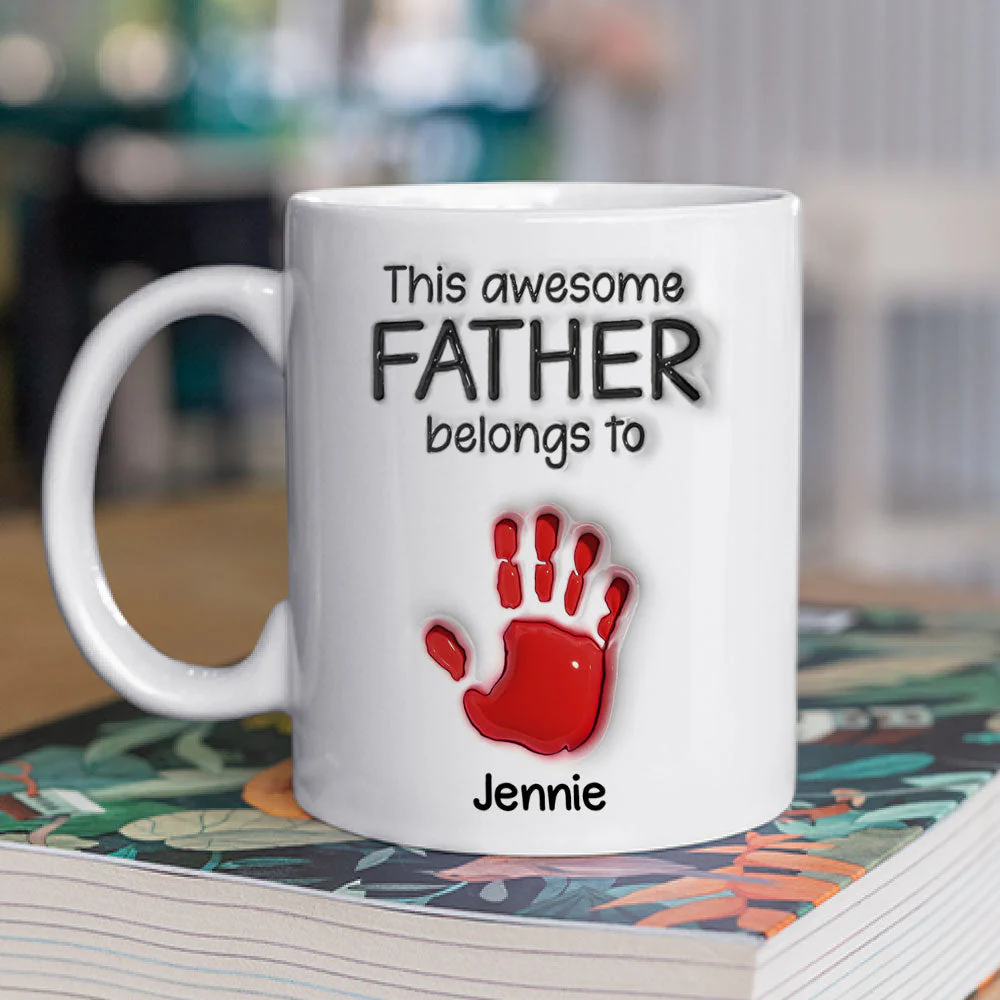 This Awesome Dad Grandpa Belongs To - Personalized Custom 3D Inflated Effect Mug - Image 2