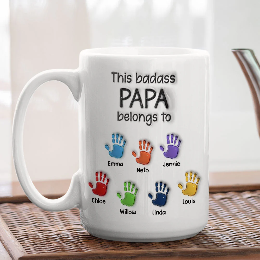 This Awesome Dad Grandpa Belongs To - Personalized Custom 3D Inflated Effect Mug - Image 5