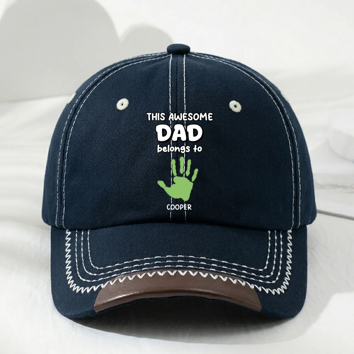 This Awesome Dad Grandpa Belongs To - Personalized Custom Vintage Soft Baseball Cap - Image 10