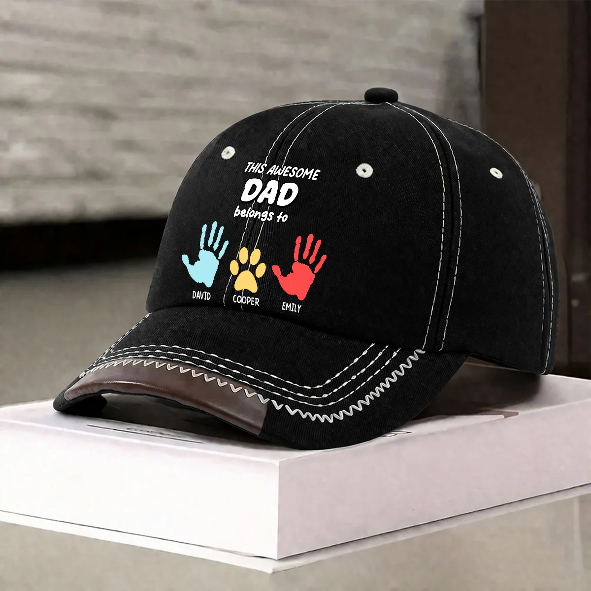 This Awesome Dad Grandpa Belongs To - Personalized Custom Vintage Soft Baseball Cap - Image 3