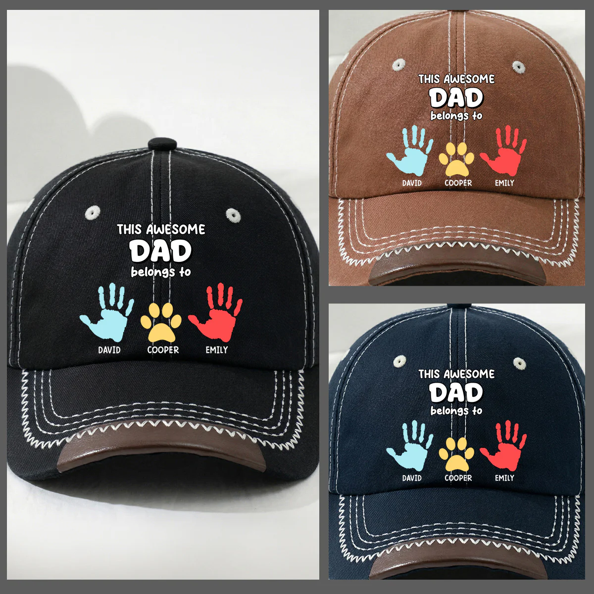 This Awesome Dad Grandpa Belongs To - Personalized Custom Vintage Soft Baseball Cap - Image 4