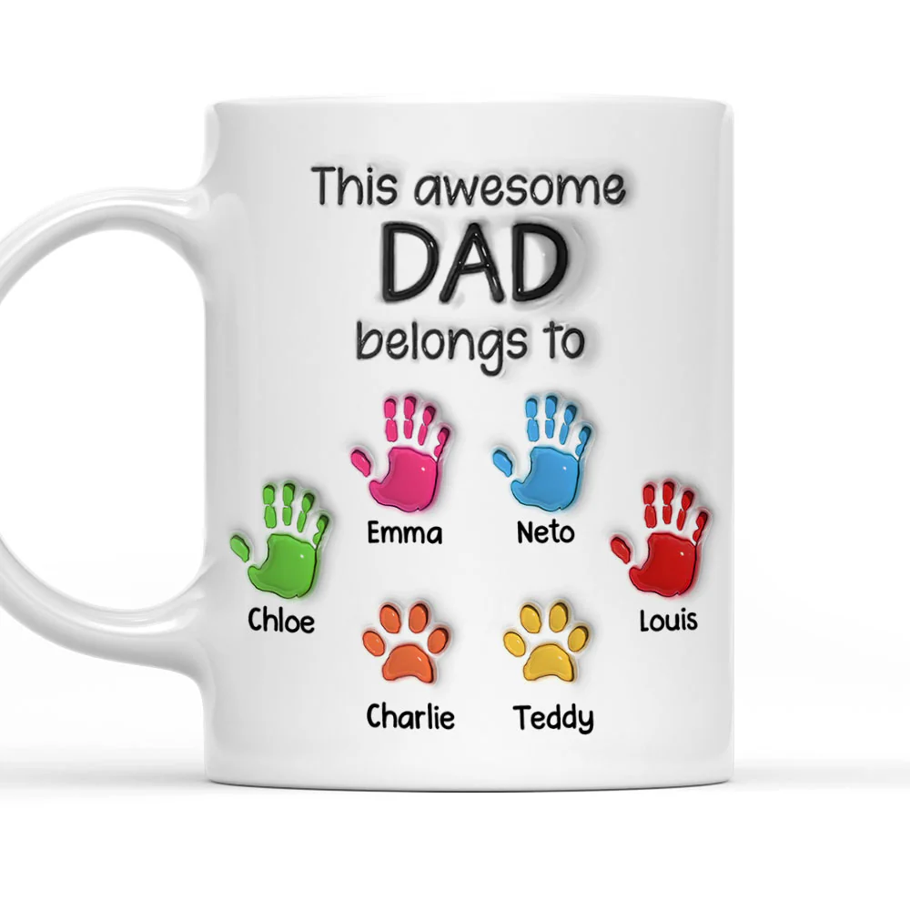 This Awesome Grandpa Belongs To - Personalized Custom 3D Inflated Effect Mug