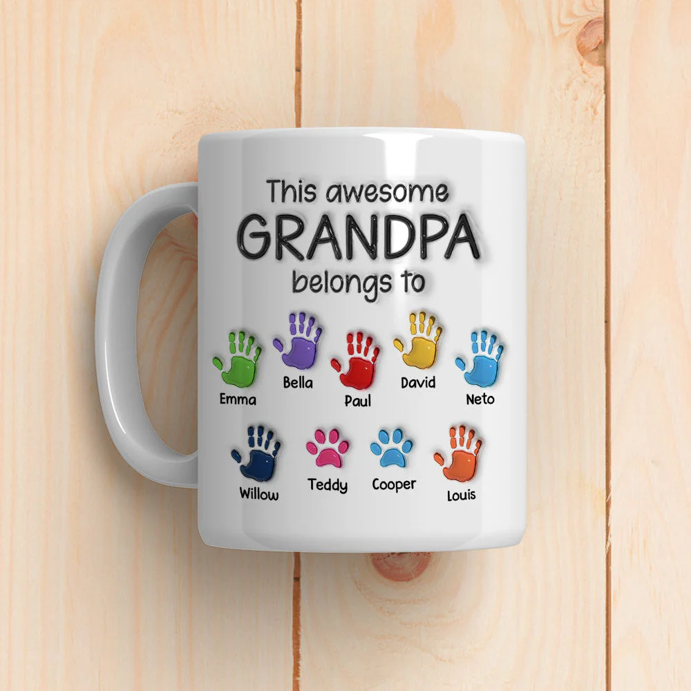 This Awesome Grandpa Belongs To - Personalized Custom 3D Inflated Effect Mug - Image 3