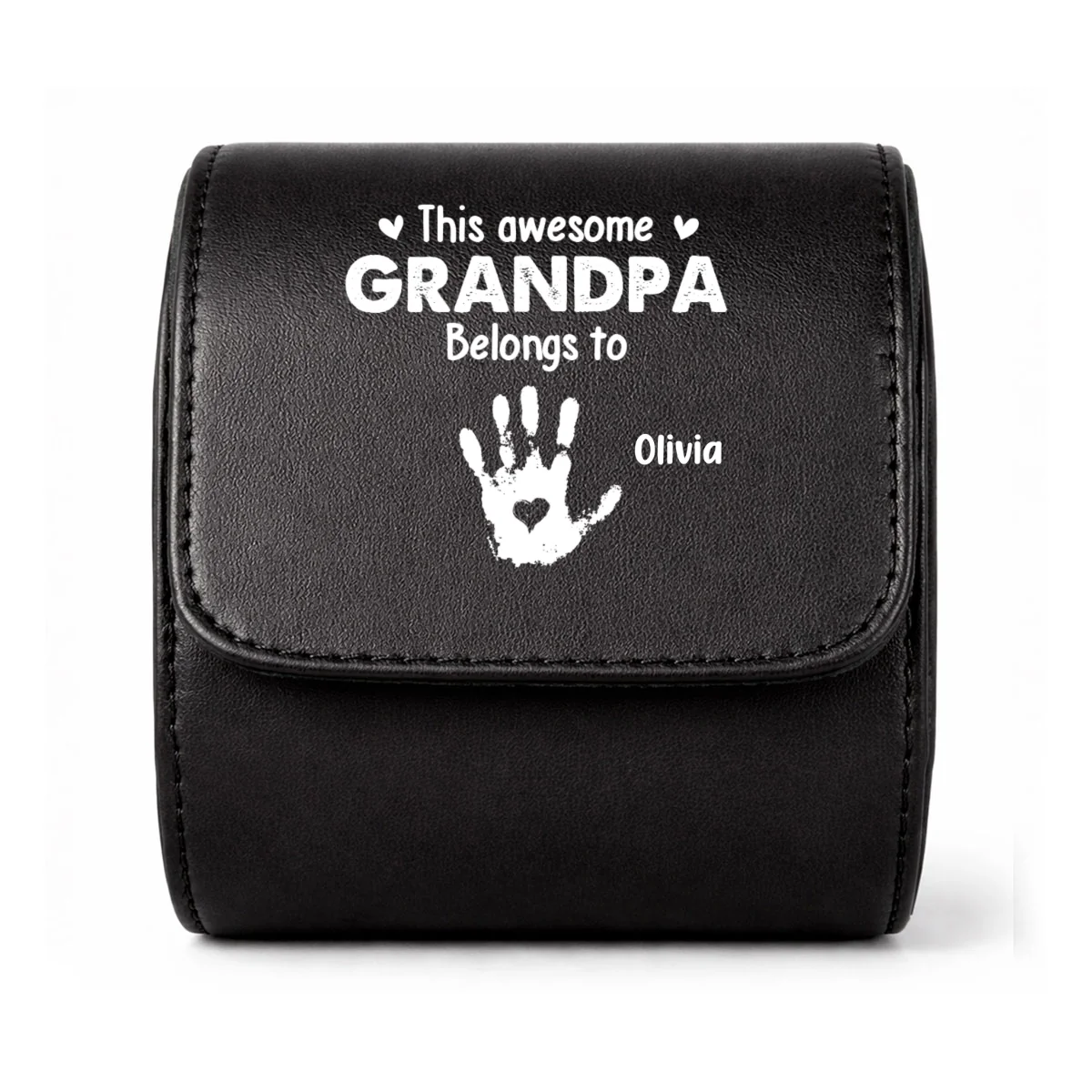 This Awesome Grandpa Belongs To - Personalized Custom Leather Watch Case - Image 7