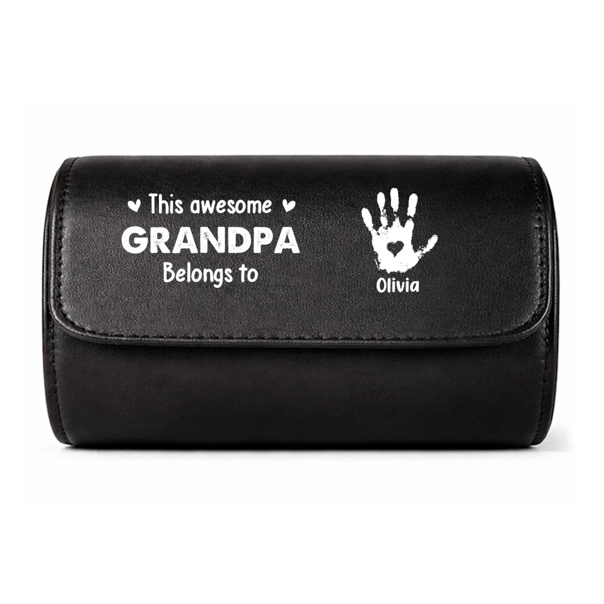 This Awesome Grandpa Belongs To - Personalized Custom Leather Watch Case - Image 9