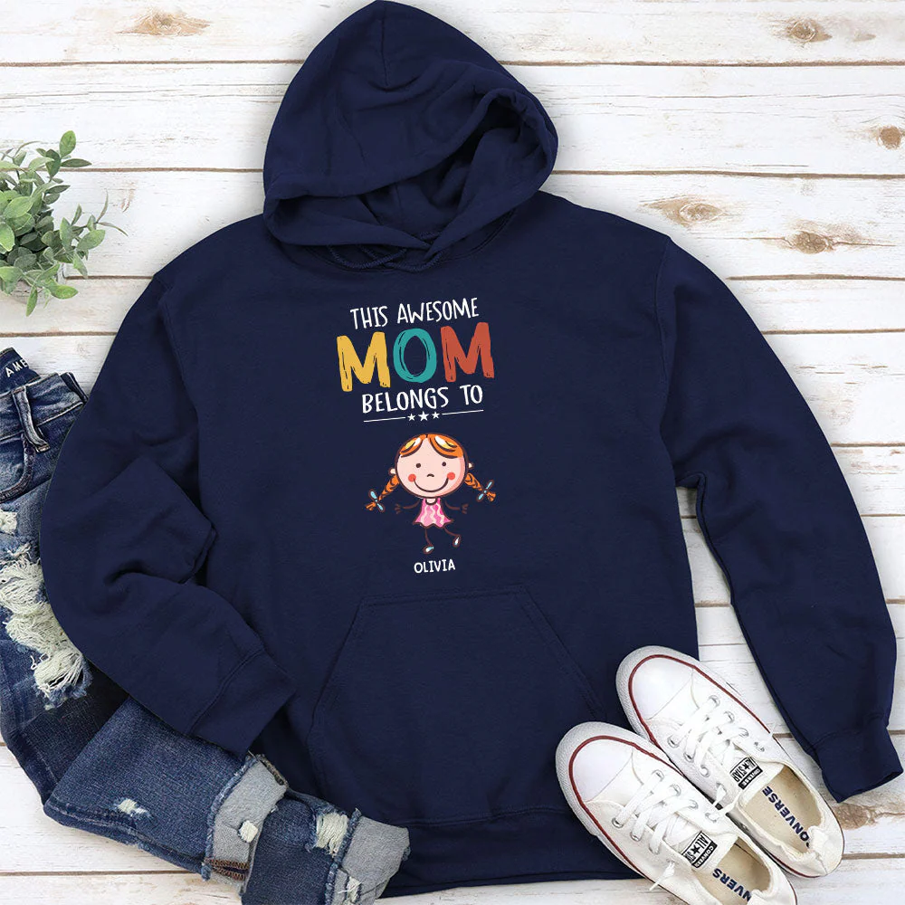 This Awesome Mom Belongs To - Personalized Custom Hoodie - Image 2