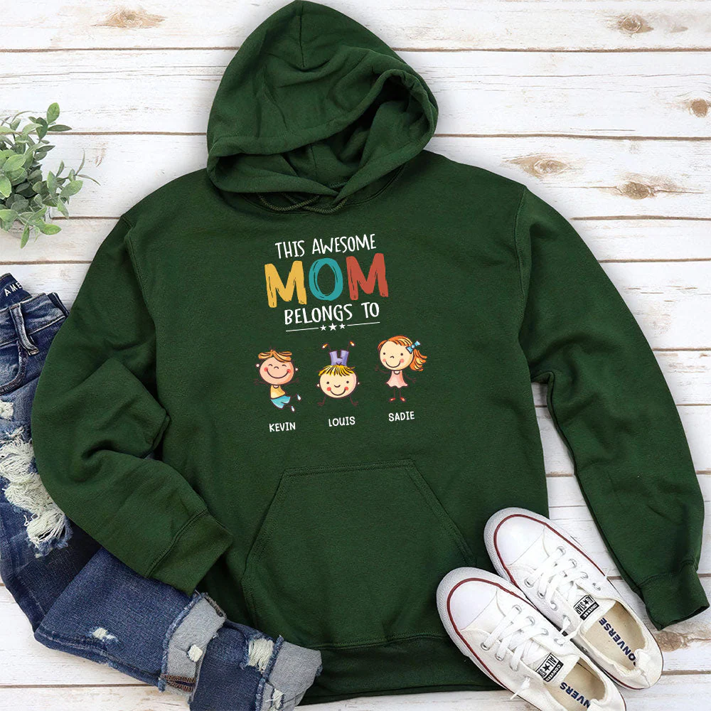 This Awesome Mom Belongs To - Personalized Custom Hoodie - Image 3