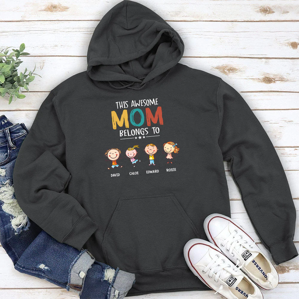 This Awesome Mom Belongs To - Personalized Custom Hoodie - Image 4