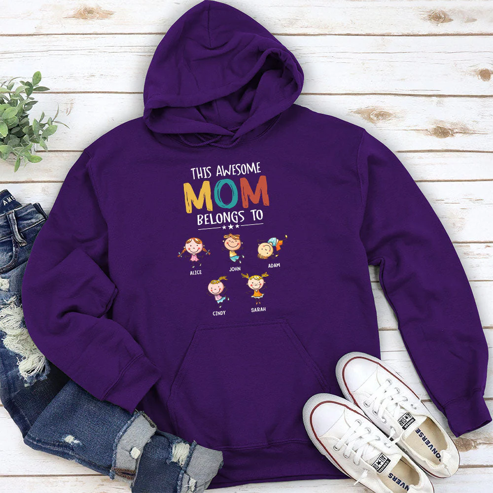 This Awesome Mom Belongs To - Personalized Custom Hoodie - Image 5