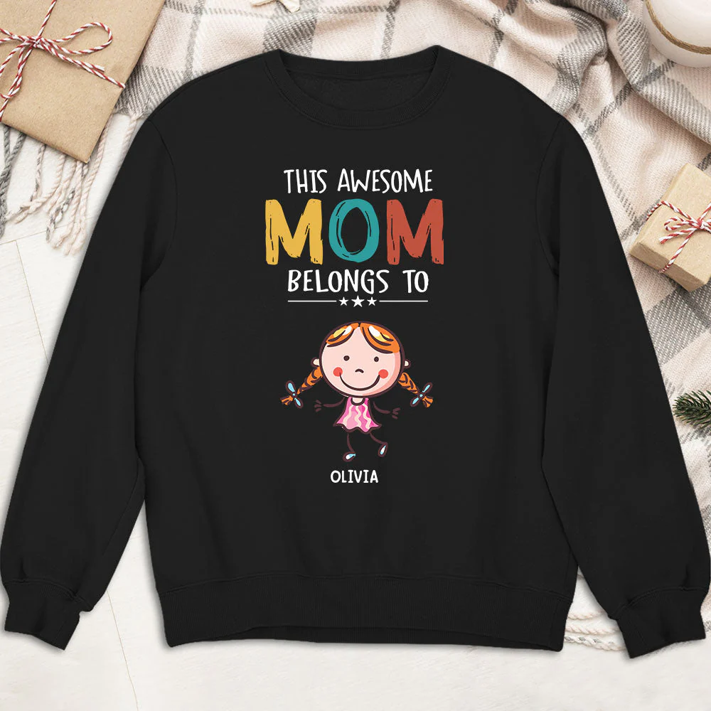 This Awesome Mom Belongs To - Personalized Custom Sweatshirt - Image 2