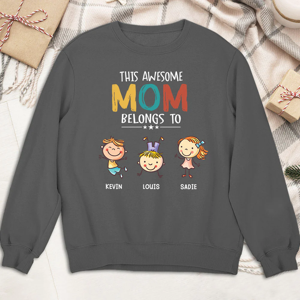 This Awesome Mom Belongs To - Personalized Custom Sweatshirt - Image 3