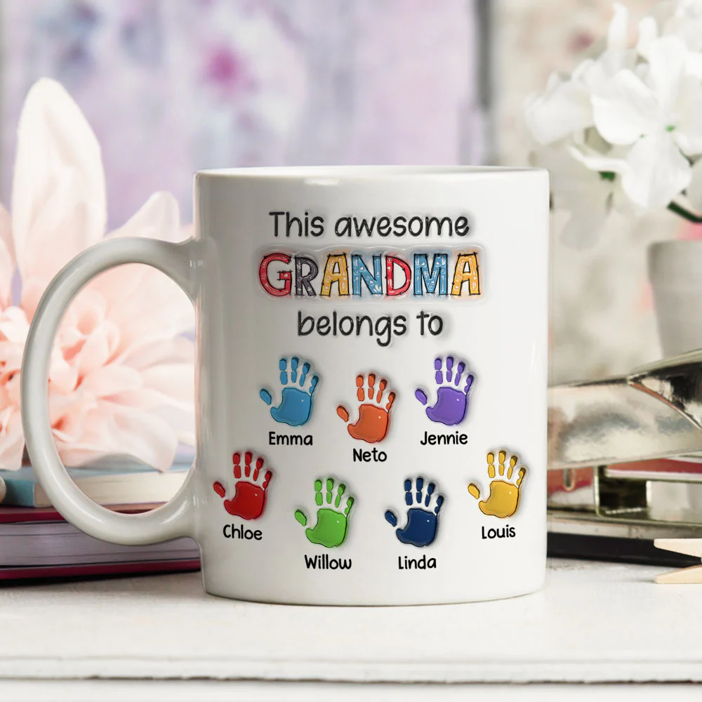 This Awesome Nana Belongs to Us - Personalized Custom 3D Inflated Effect Mug - Image 4