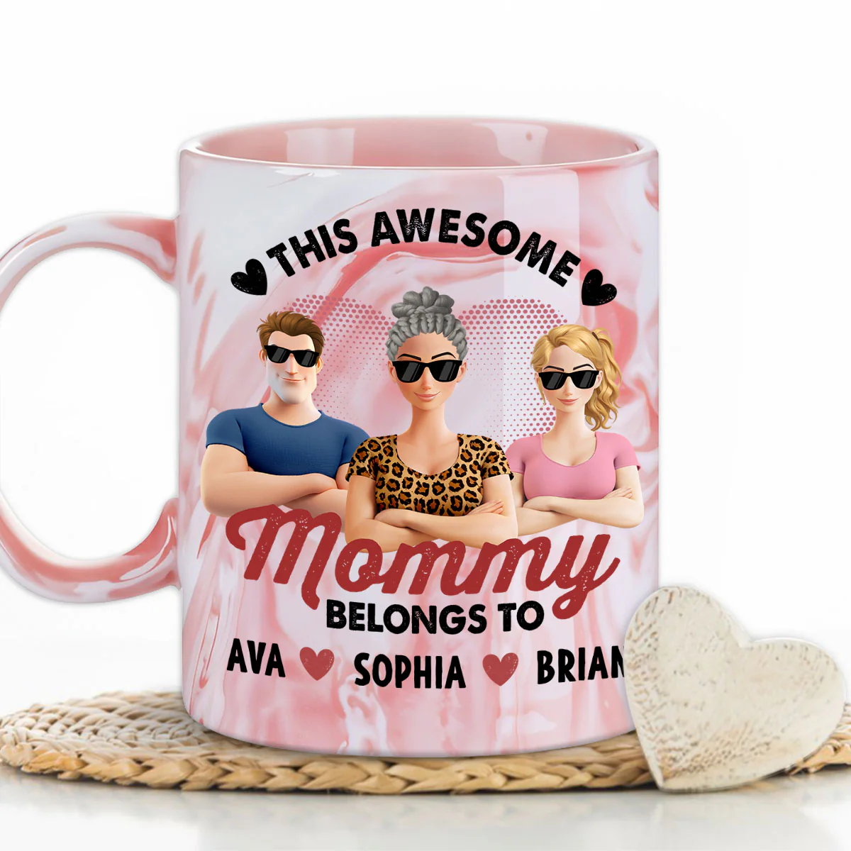 This Awesome Women Belongs To Us - Personalized Custom Pink Marble Mug - Image 4