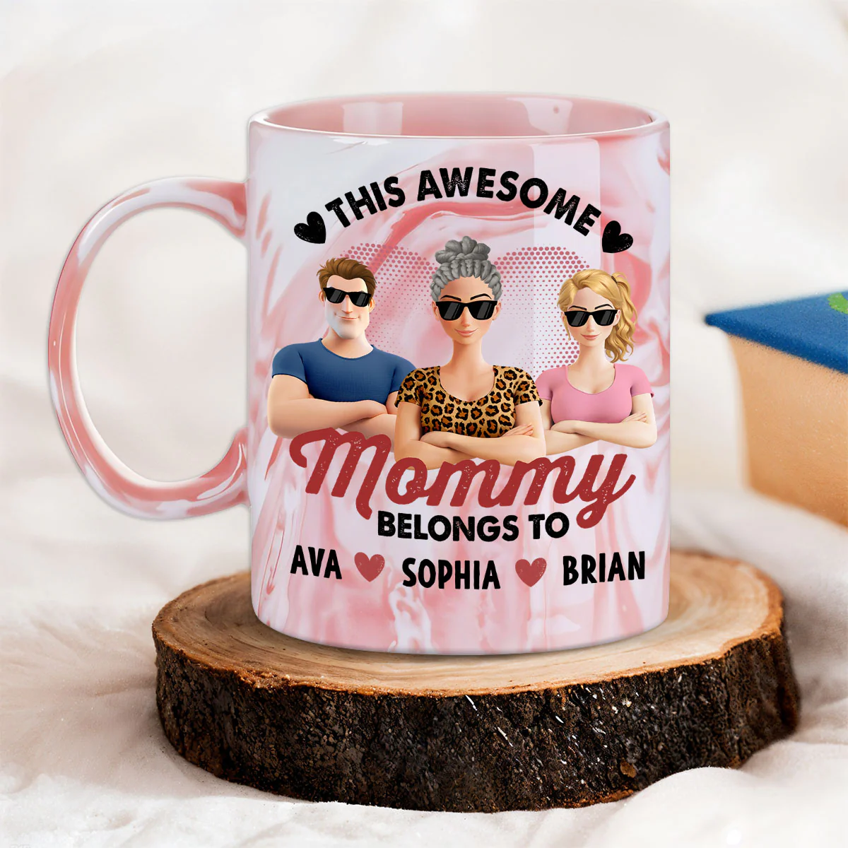 This Awesome Women Belongs To Us - Personalized Custom Pink Marble Mug - Image 5