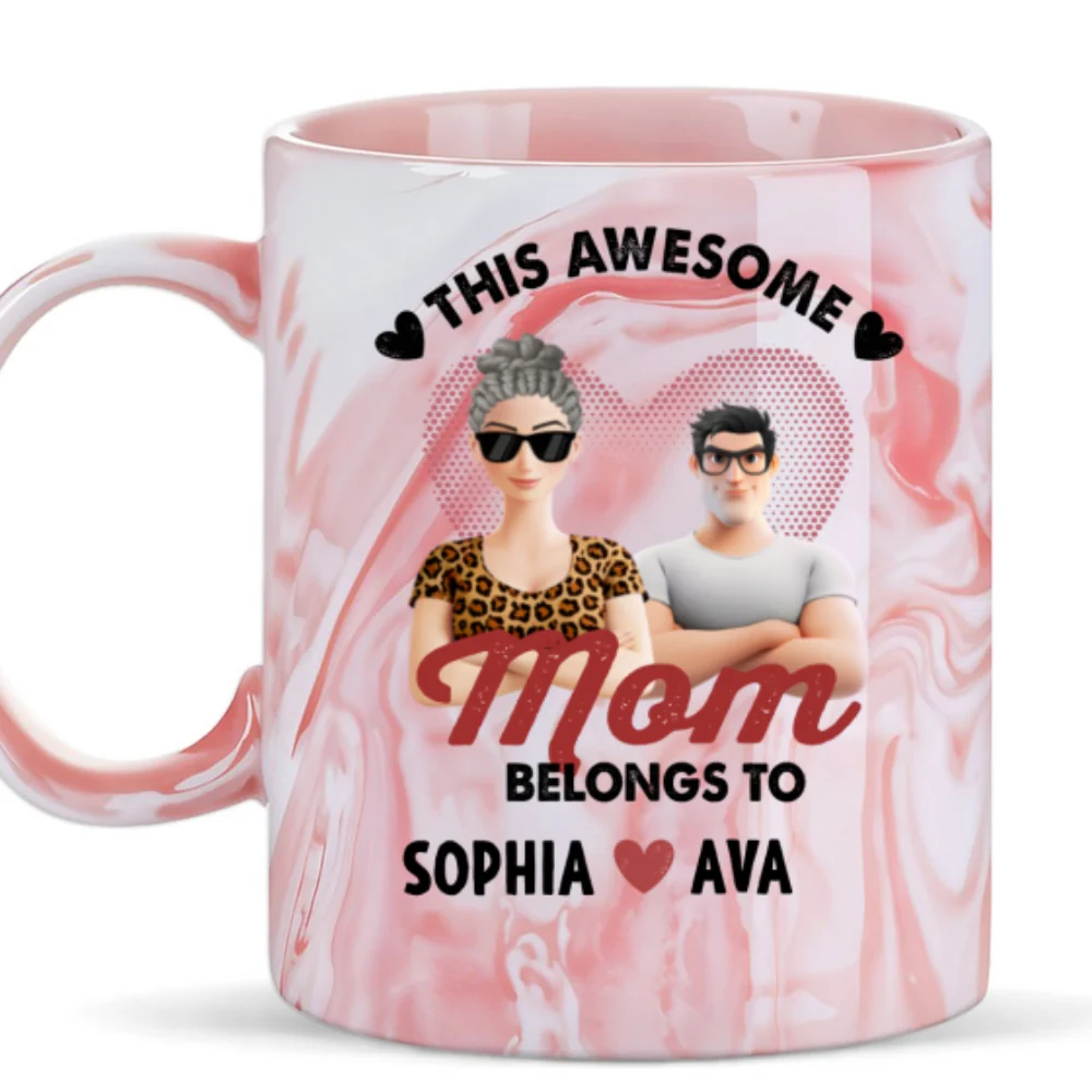 This Awesome Women Belongs To Us - Personalized Custom Pink Marble Mug - Image 6