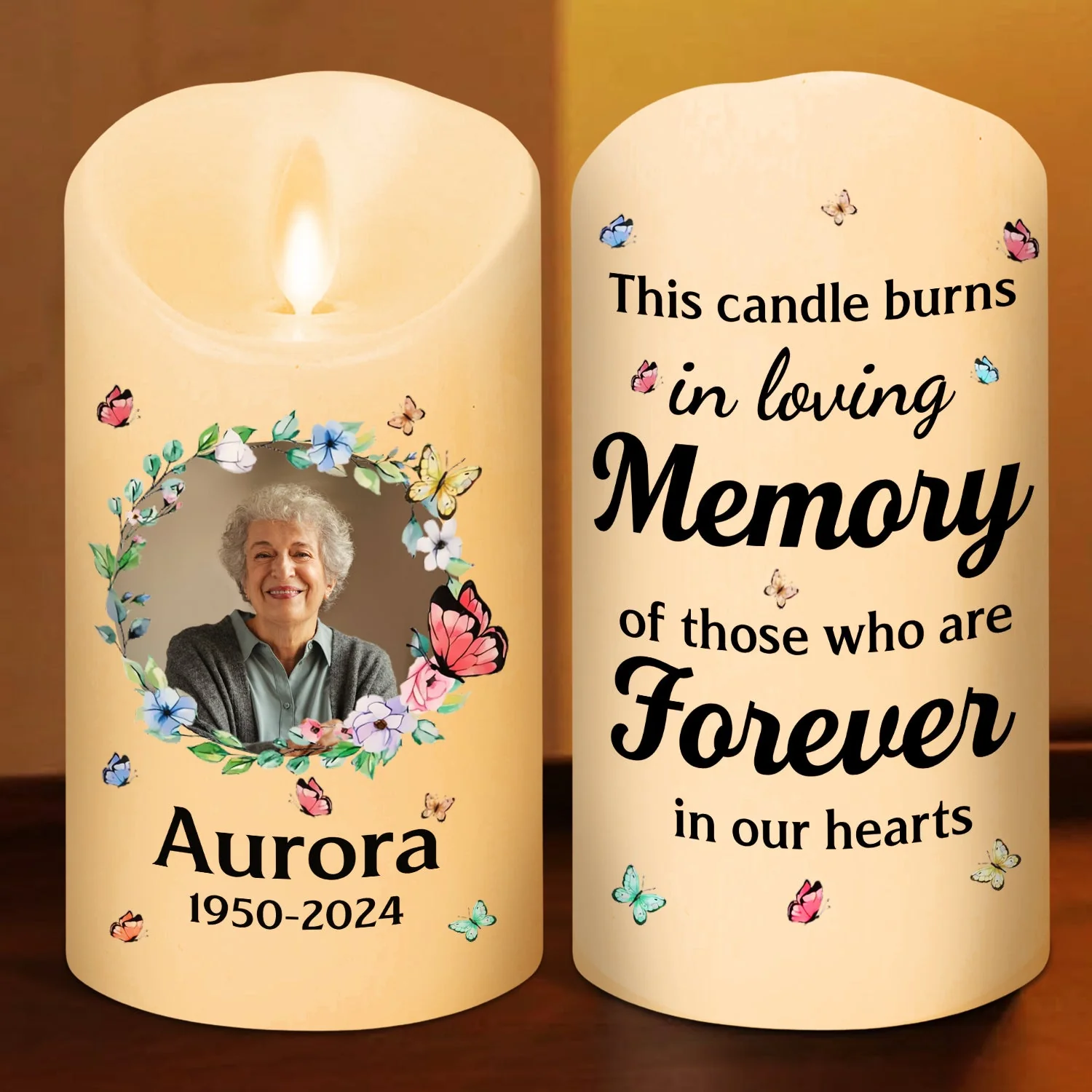 This Candle Burns In Loving Memory - Personalized Custom LED Candle - Image 2