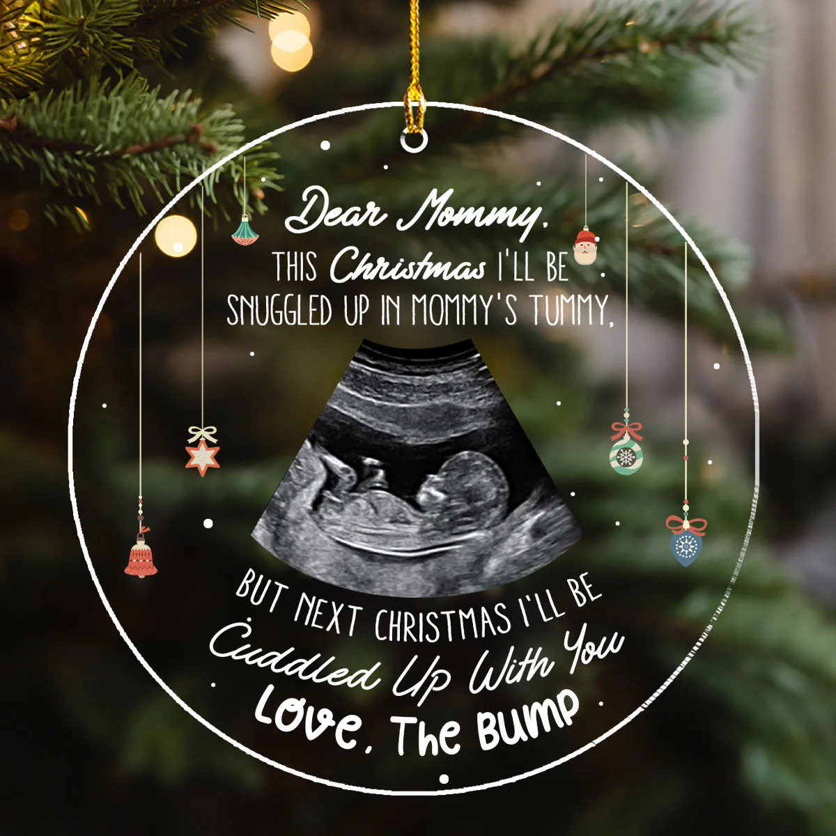 This Christmas Baby Bump To Daddy - Personalized Custom Acrylic Ornament - Image 2
