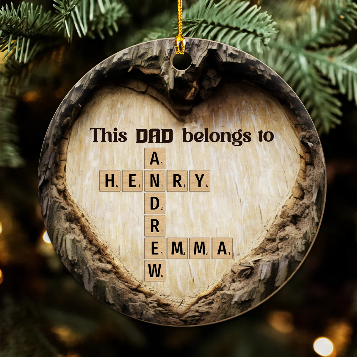 This Dad Belong To Crossword Art - Personalized Custom Wood Ornament - Image 3