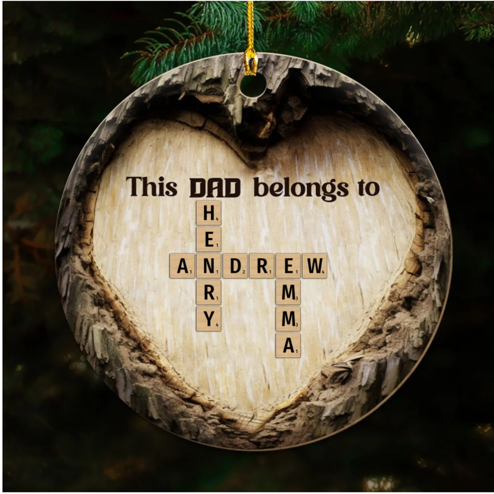 This Dad Belong To Crossword Art - Personalized Custom Wood Ornament - Image 5