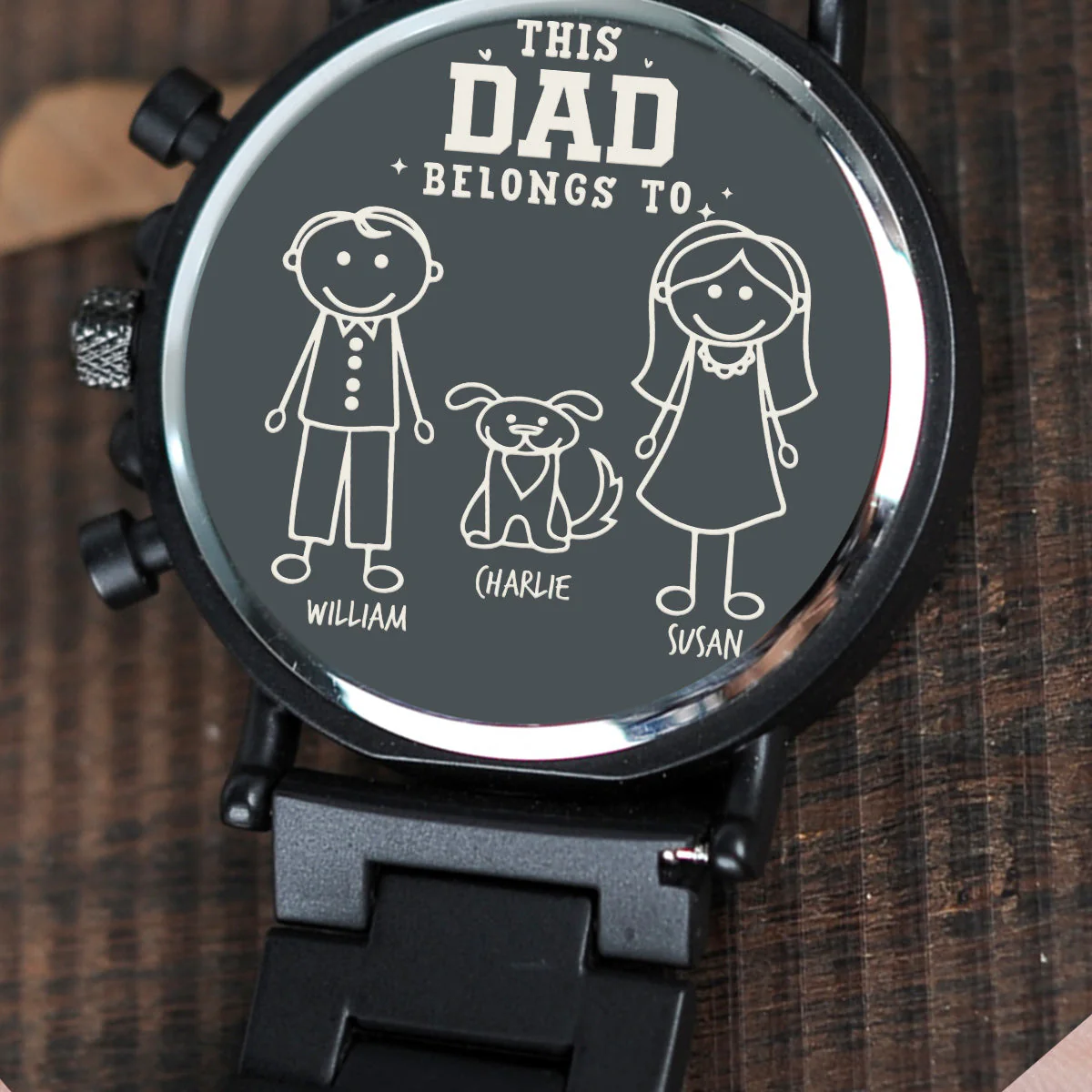 This Dad Belong To Us - Personalized Engraved Wooden Watches GQ026 - Image 2
