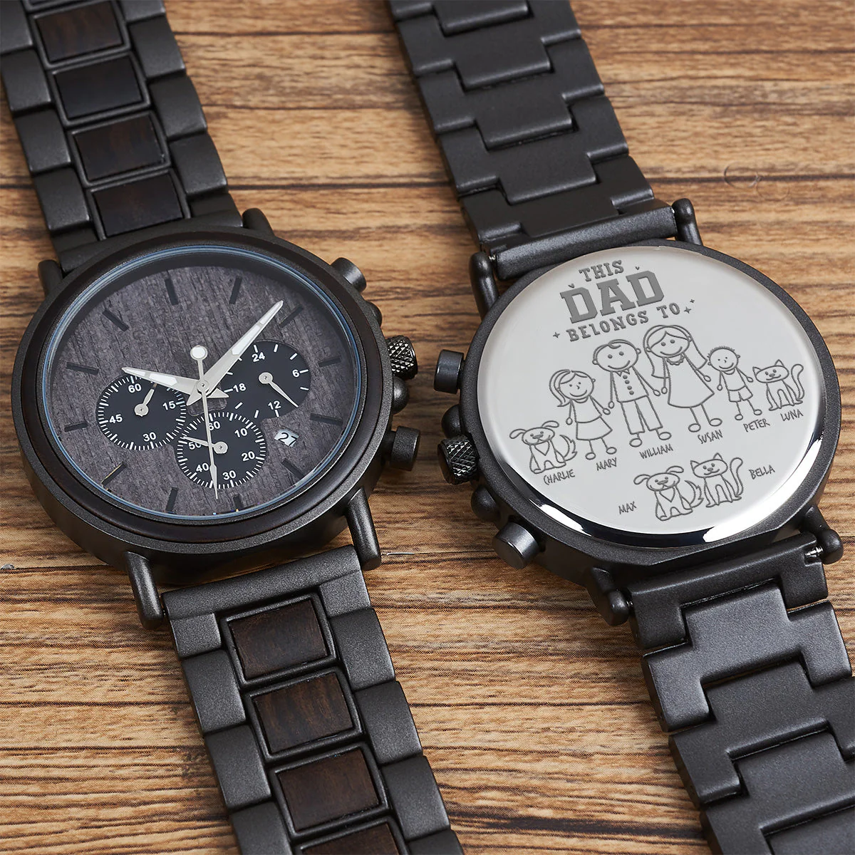 This Dad Belong To Us - Personalized Engraved Wooden Watches GQ026 - Image 3