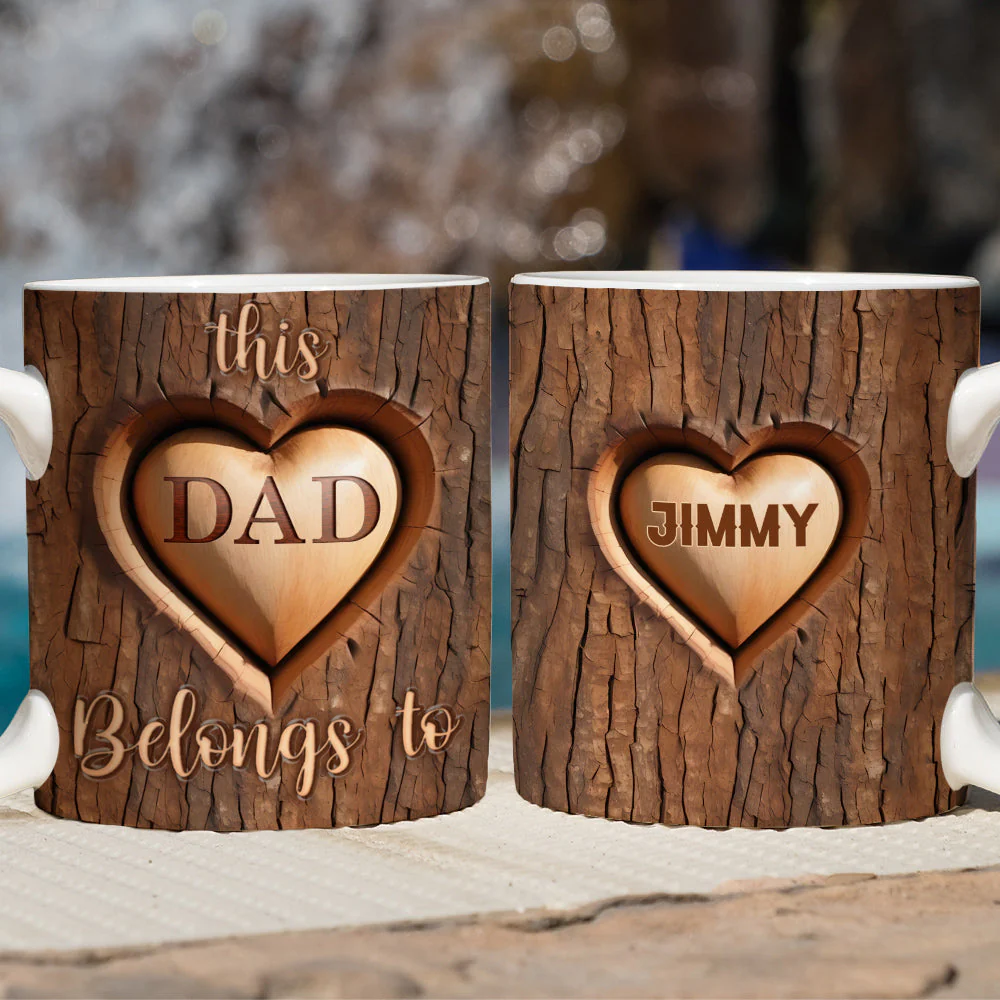 This Dad Belongs To - Personalized Custom 3D Inflated Effect Mug - Image 2
