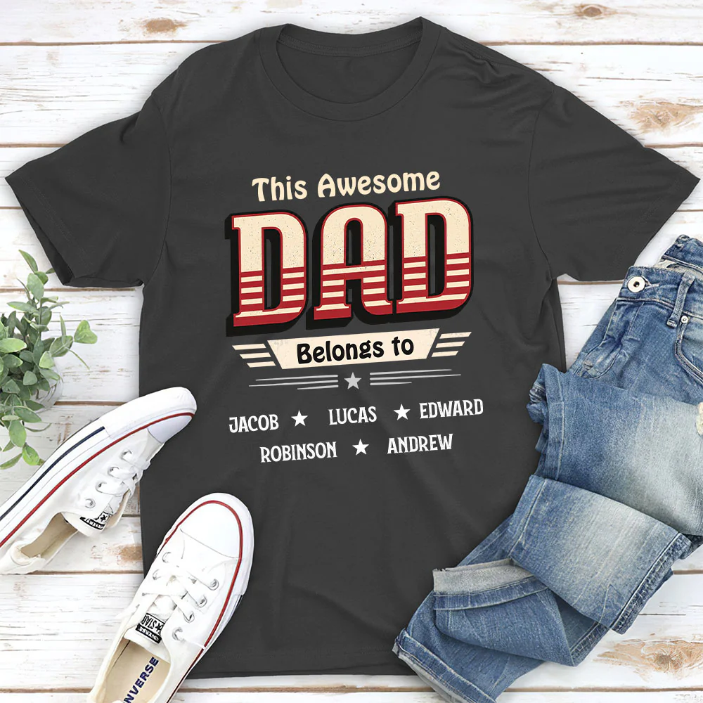 This Dad Belongs To Us - Personalized Custom Shirt - Image 3
