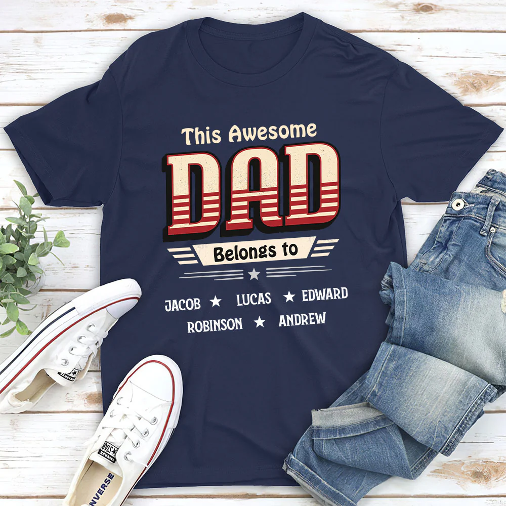 This Dad Belongs To Us - Personalized Custom Shirt - Image 4