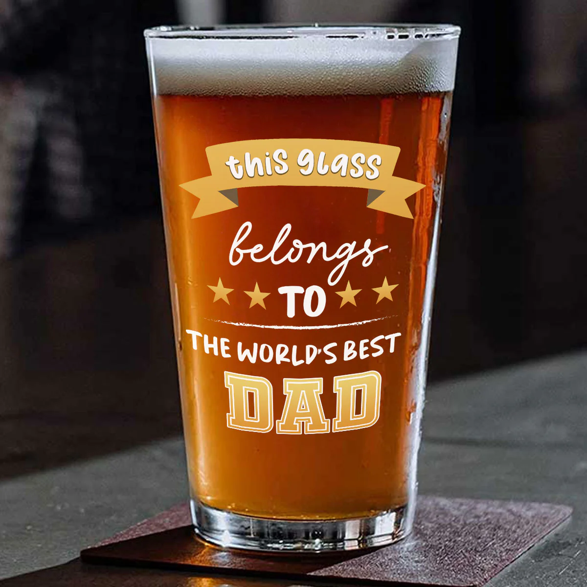 This Glass Belongs To The Best Dad - Personalized Custom Beer Glass - Image 2