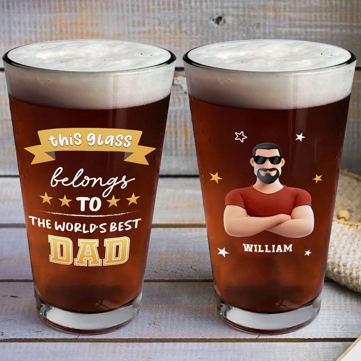 This Glass Belongs To The Best Dad - Personalized Custom Beer Glass - Image 3