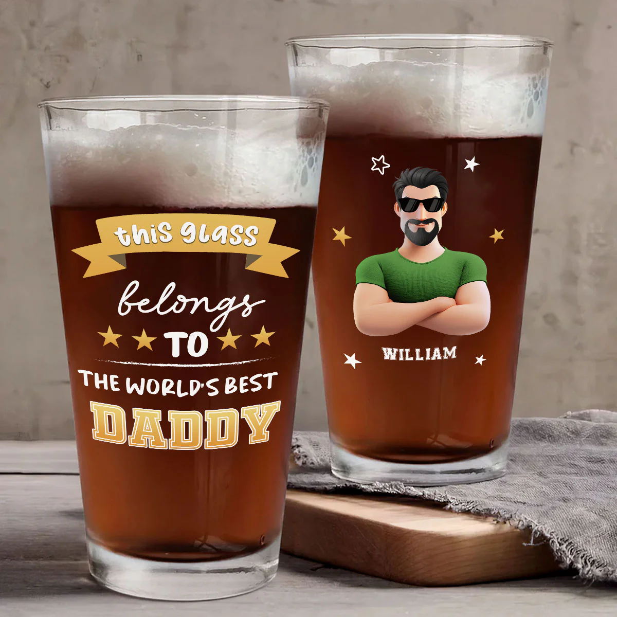This Glass Belongs To The Best Dad - Personalized Custom Beer Glass - Image 4