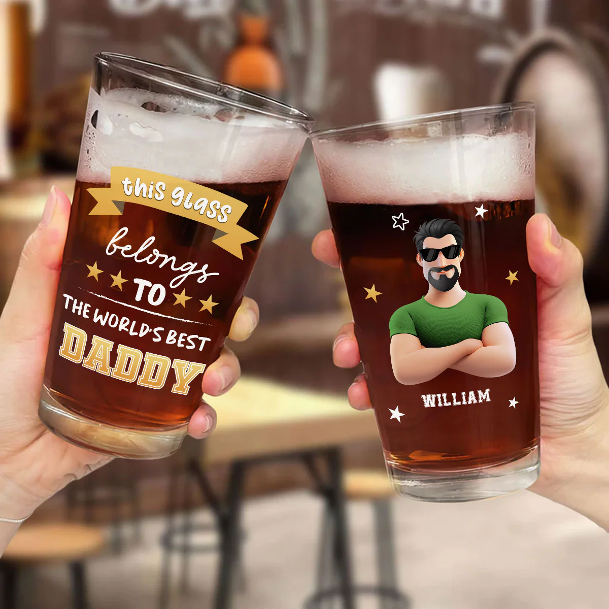 This Glass Belongs To The Best Dad - Personalized Custom Beer Glass - Image 5