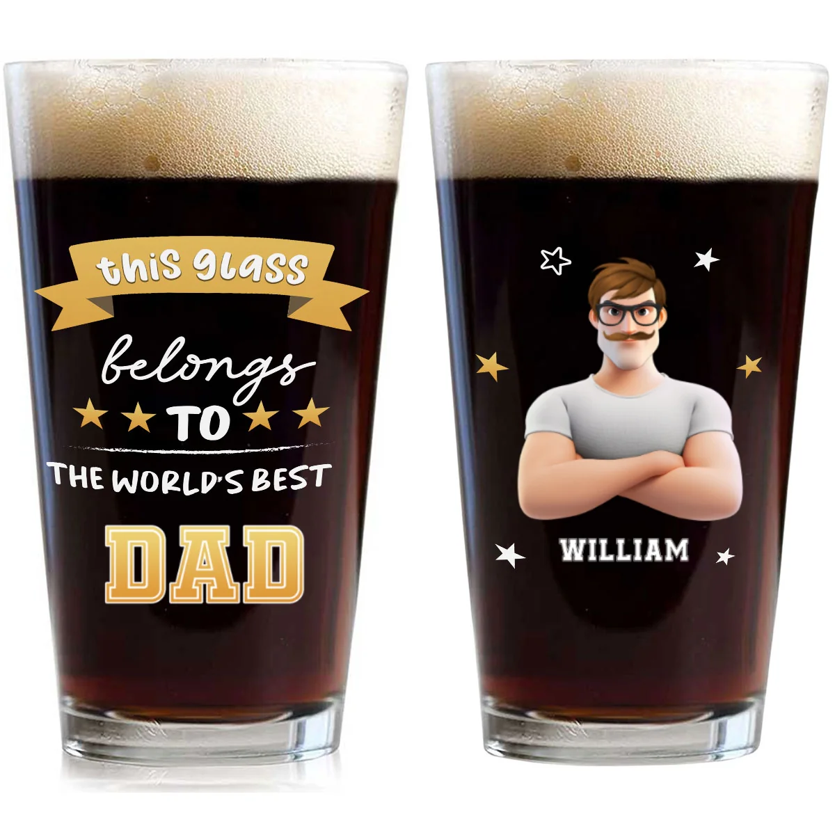 This Glass Belongs To The Best Dad - Personalized Custom Beer Glass - Image 7