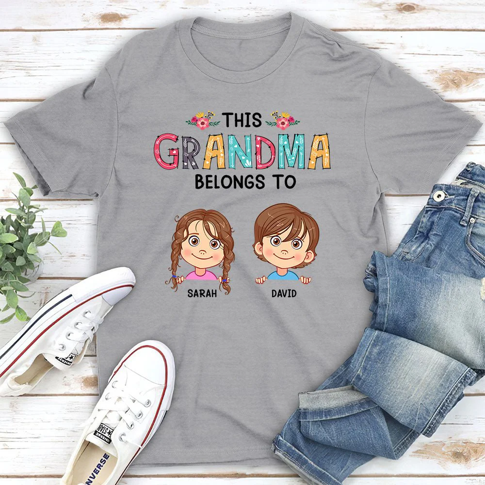 This Grandma Belongs To 2 - Personalized Custom Unisex T-shirt - Image 2