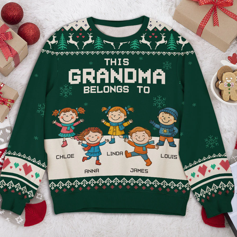 This Grandma Belongs To Grandkids - Personalized Custom All-Over-Print Sweatshirt - Image 3